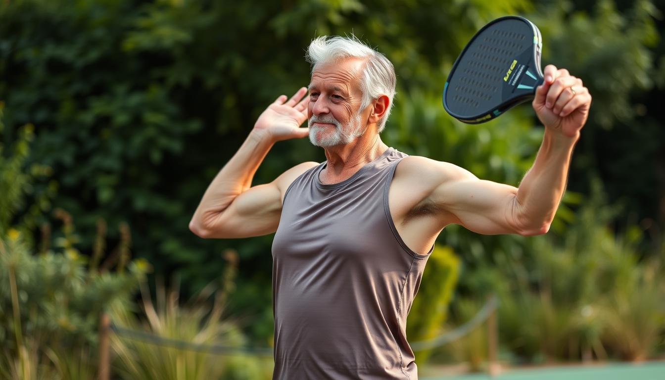 Pickleball vegan over 50 shoulder stretches